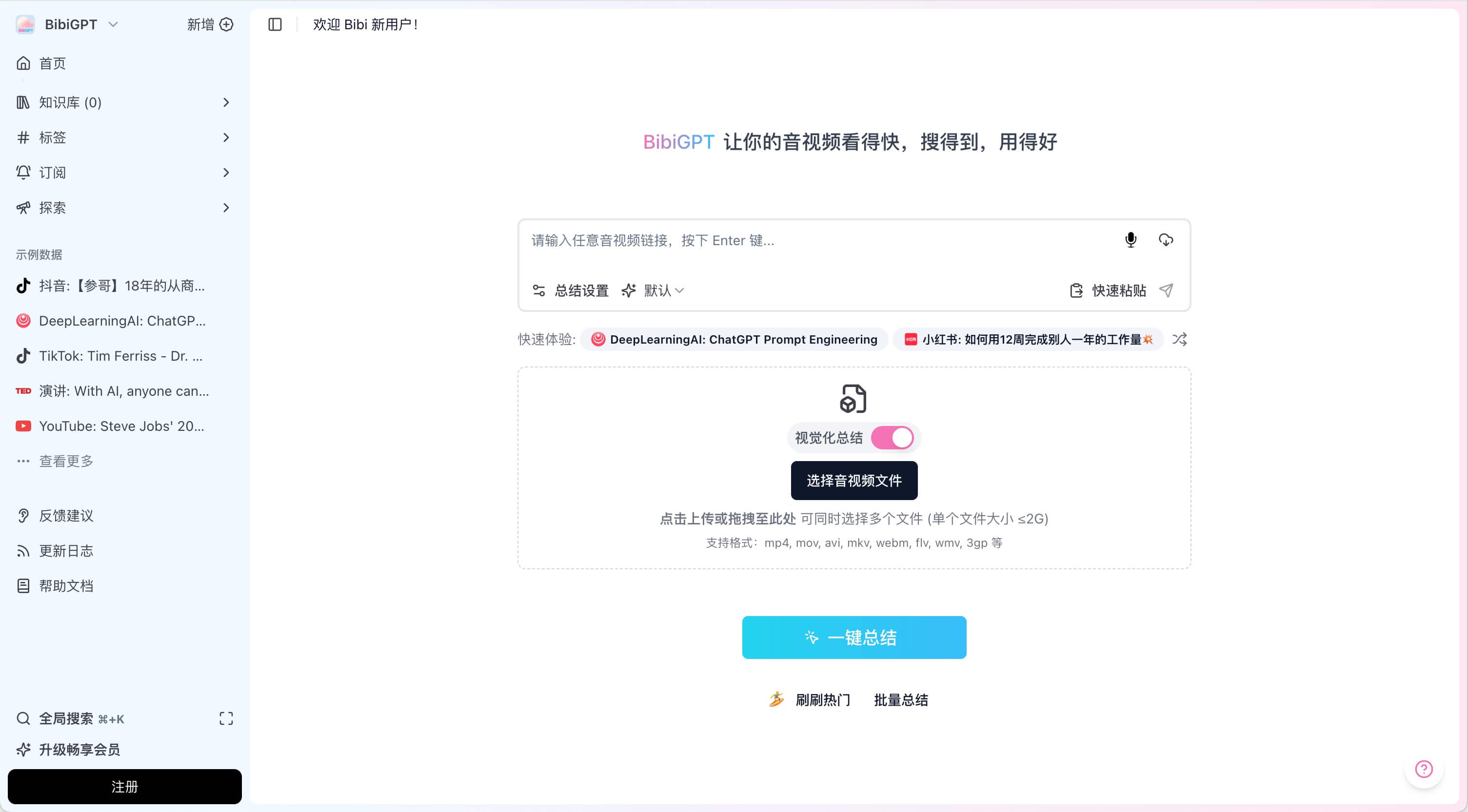 BibiGPT界面